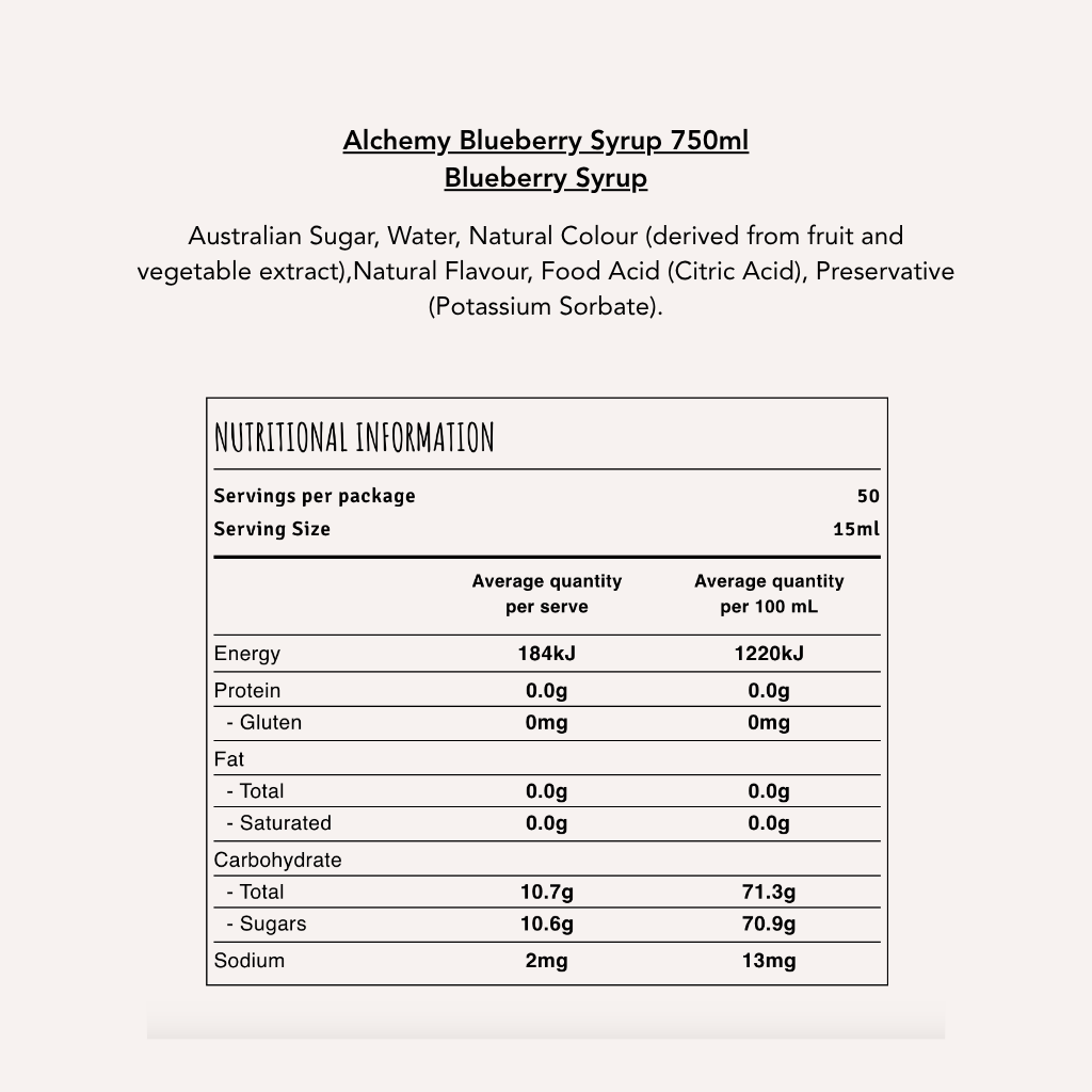 Blueberry Syrup 750ml - Wolff Coffee Roasters