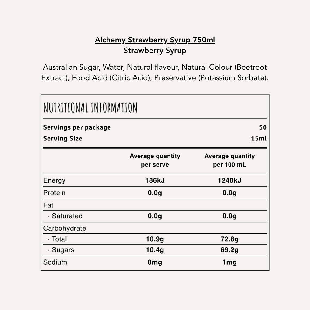 Strawberry Syrup 750ml - Wolff Coffee Roasters